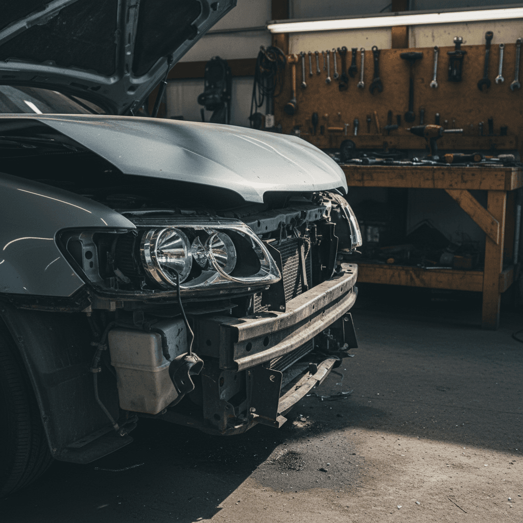 Damaged car before repair