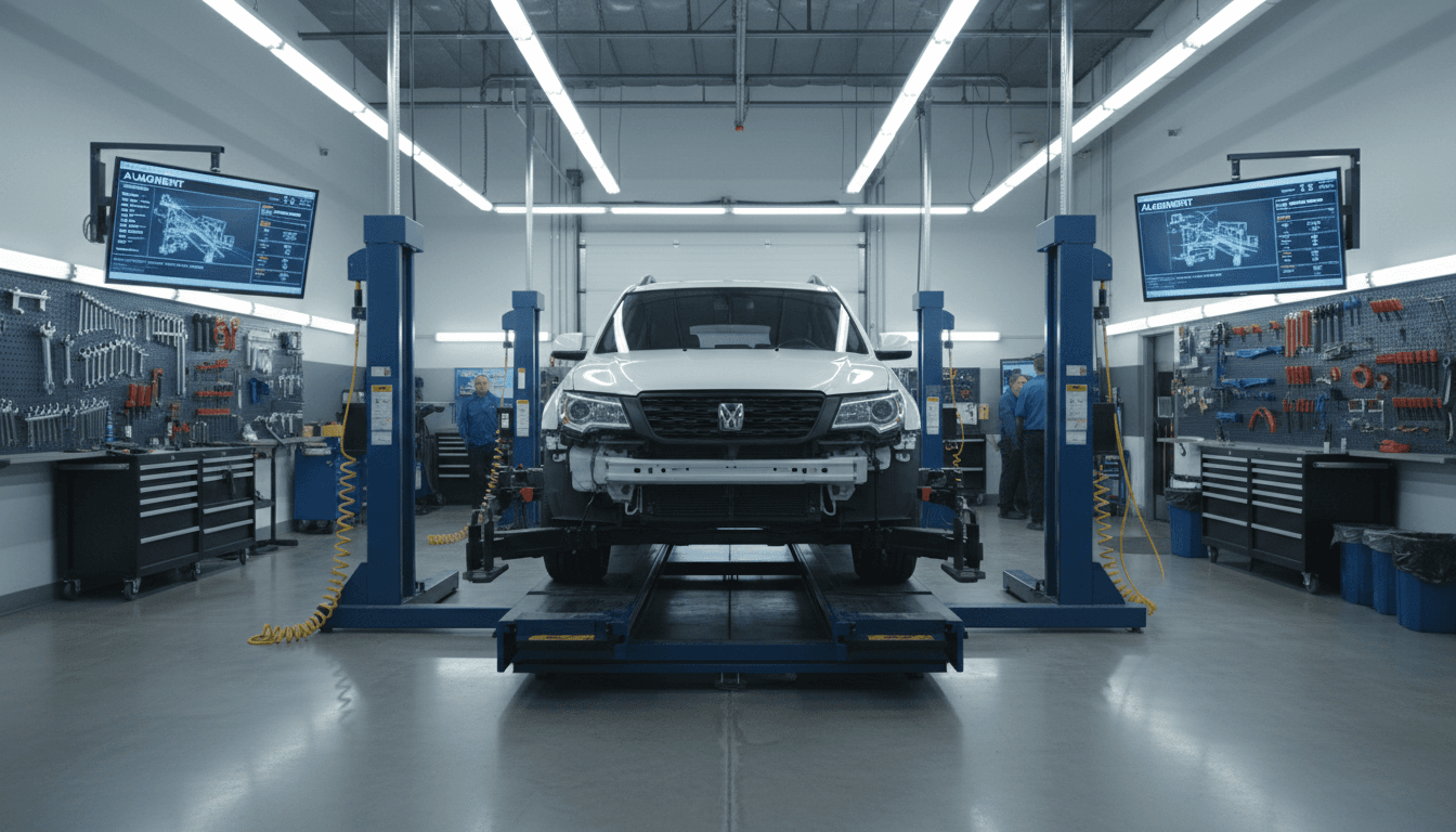 Vehicle on frame straightening rack with digital measurement system