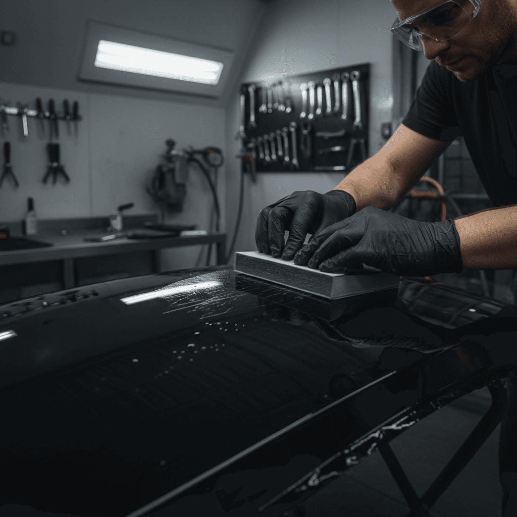 Flawless door panel finish after bodywork and paint